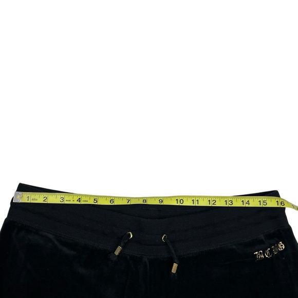 BCBG Maxazria Women Large Velour Track Pants Black with Gold Rhinestone - Picture 7 of 8